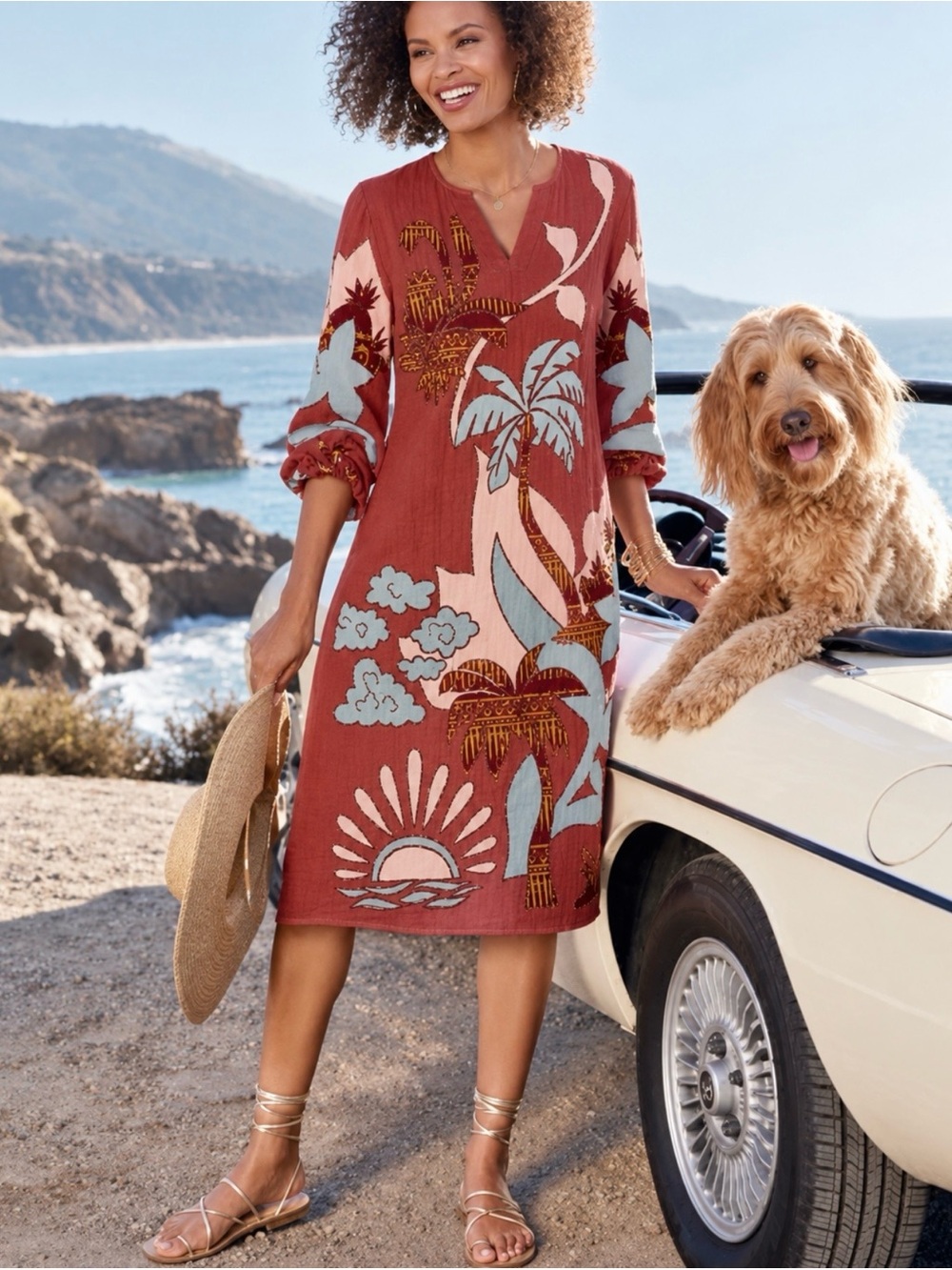 Soft Surroundings XS Tierra Dress Gauze Beads Patchwork Bohemian Caftan NWT $170